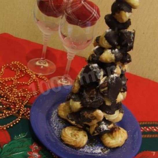 Рецепт шоколадной елки из профитролей croquembouche