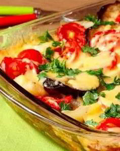 Запеканка из баклажанов с сыром и помидорами