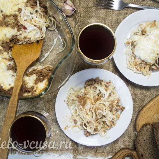 Рецепт запеканки из макарон с фаршем