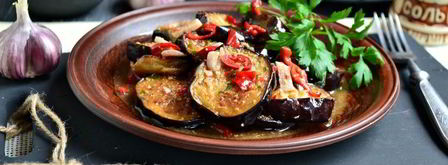 баклажаны с острым перцем и аджикой по-грузински. Шаг 8