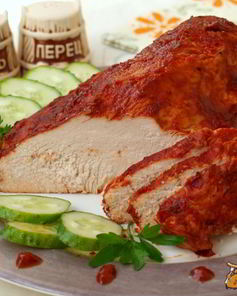 Филе индейки запеченное в томатно-соевом соусе с аджикой