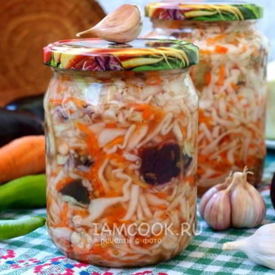 Рецепт баклажанов с капустой на зиму