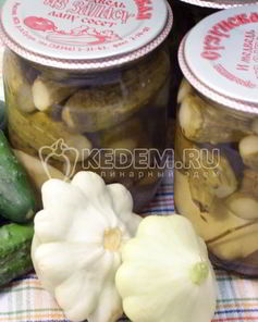 Маринованные огурцы с патиссонами