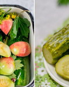 Малосольные огурцы с яблоками