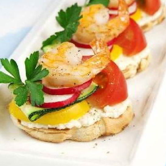 Рецепт брускетты с креветками, жаренными на гриле