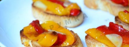 брускетта с маринованным перцем и фетой. Шаг 4