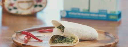 диетический буррито с яйцом, шпинатом и грибами. Шаг 7