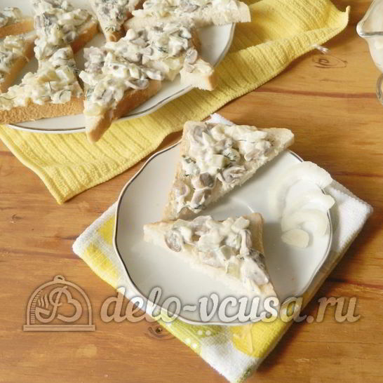 Рецепт бутербродов с шампиньонами и сыром
