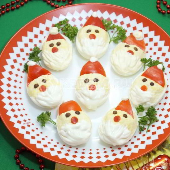 Рецепт фаршированных яиц дед мороз