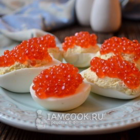 Рецепт яиц фаршированных красной икрой