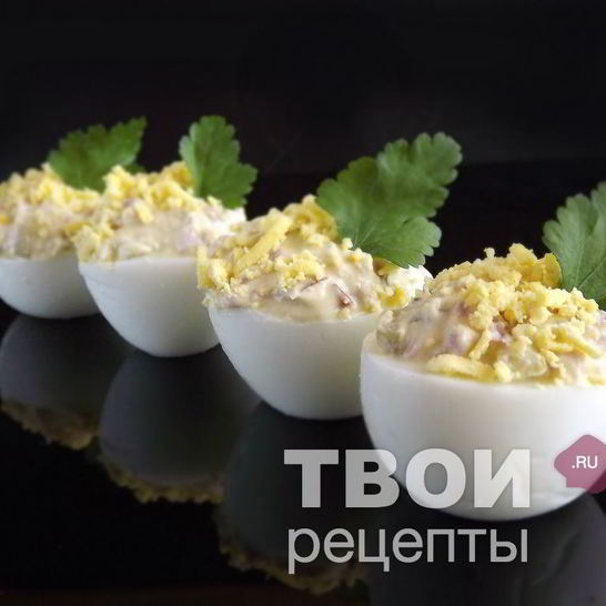 Рецепт яиц, фаршированных ветчиной
