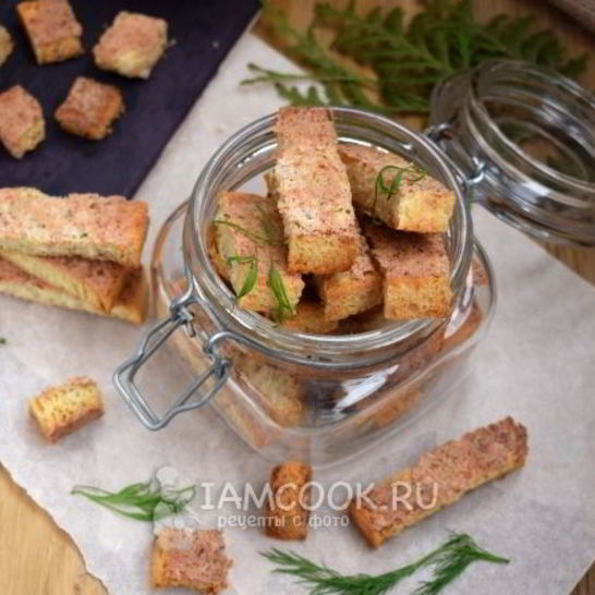 Рецепт гренков с крабово-креветочной пастой