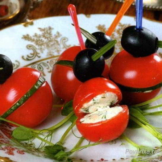 Рецепт канапе из черри с начинкой