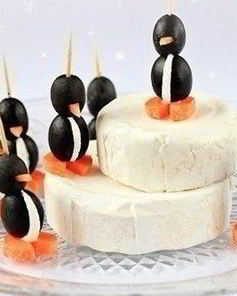 Канапе Пингвинчики из оливок и сыра