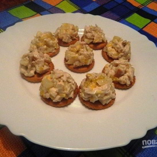 Рецепт канапе с ананасами, курицей и апельсинами