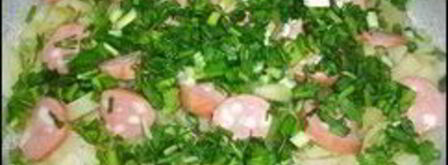 омлет с картошкой, сосисками, зеленью и плавлеными сырками в духовке. Шаг 11