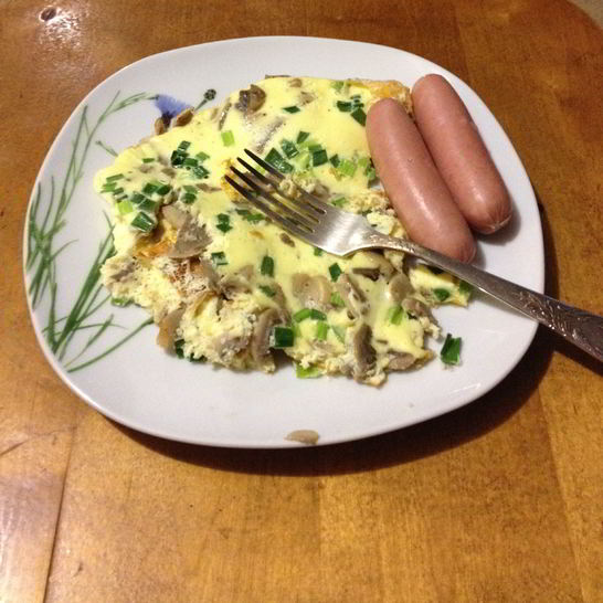 Рецепт омлета с шампиньонами и зеленым луком