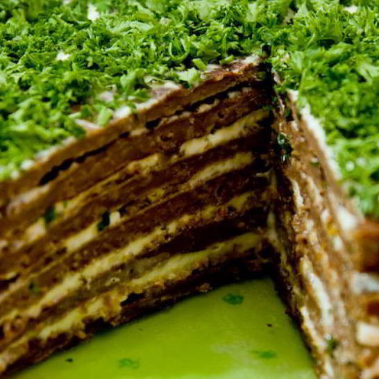 Рецепт печеночного торта с чесноком