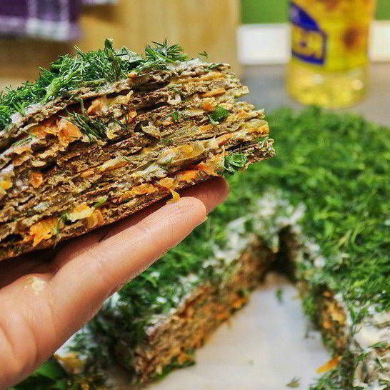 Рецепт печеночного торта с грибами