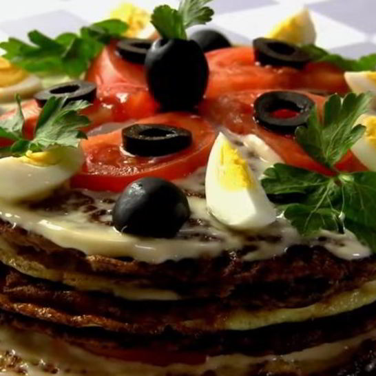 Рецепт печеночного торта с омлетом