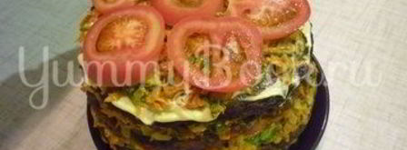 печеночный торт с зеленью и помидорами. Шаг 22