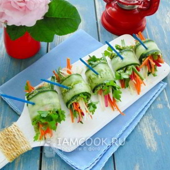 Рецепт овощных роллов с огурцом и авокадо