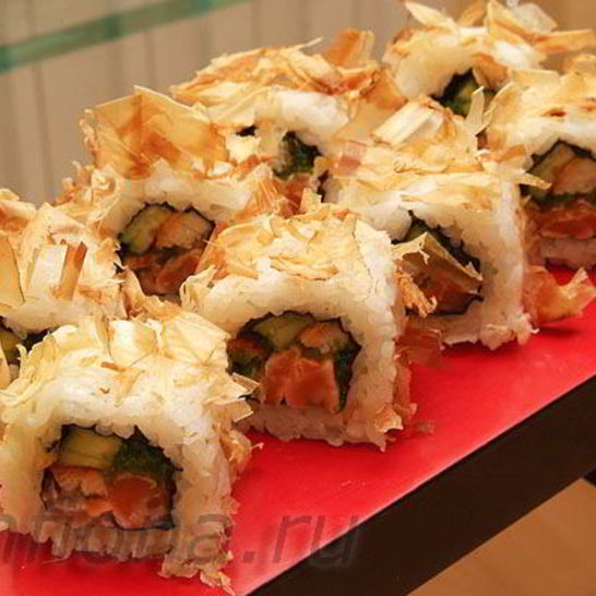 Рецепт ролла в стружке тунца бонито