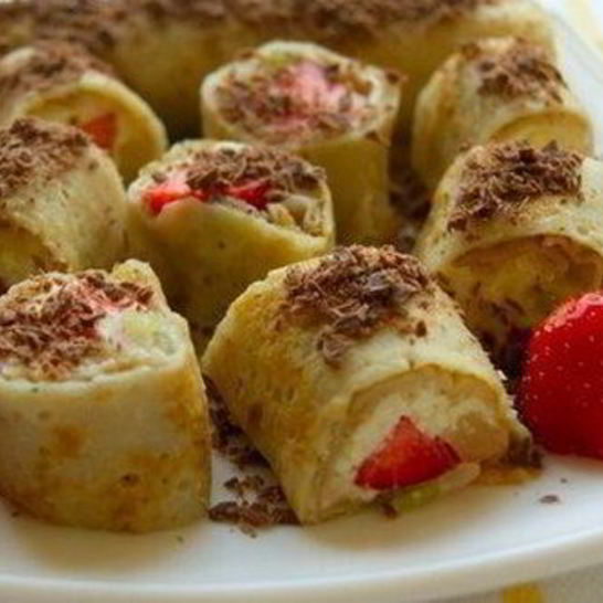 Рецепт роллов из блинов с творожной начинкой