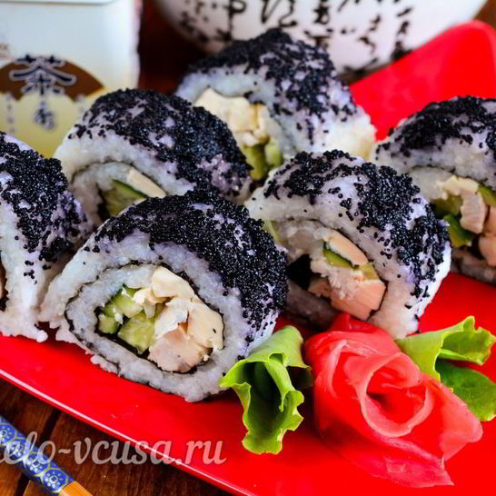 Рецепт роллов с огурцом, курицей и тофу