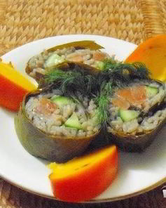 Роллы с виноградными листьями