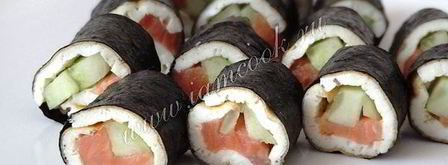 роллы с яичным блинчиком. Шаг 8