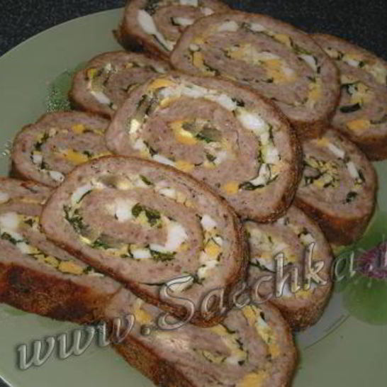 Рецепт мясного рулета с грибами