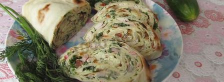 рулет из домашнего лаваша с начинкой. Шаг 15