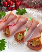 Рулетики из ветчины с начинкой