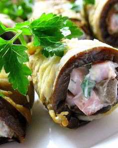 Рулеты с грибами из баклажанов