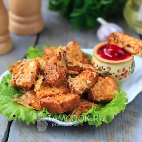 Рецепт сухариков с сыром в духовке