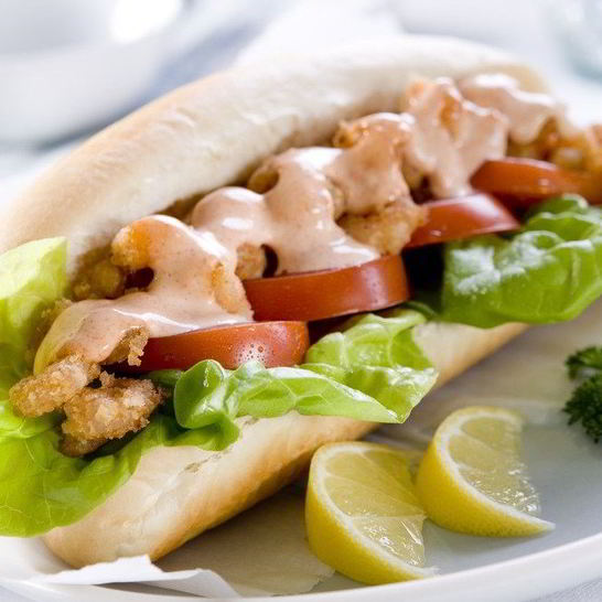 Рецепт по-боя сэндвич с жареными креветками