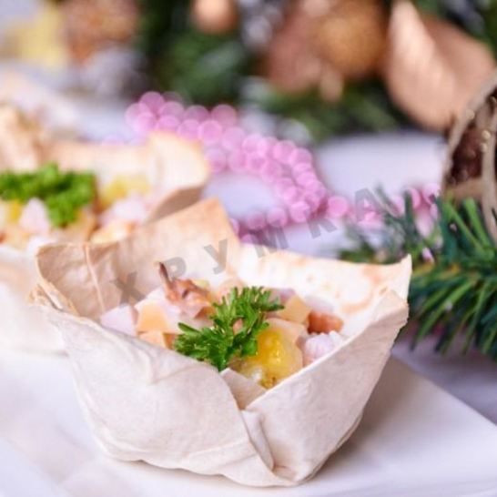 Рецепт праздничных тарталеток из лаваша