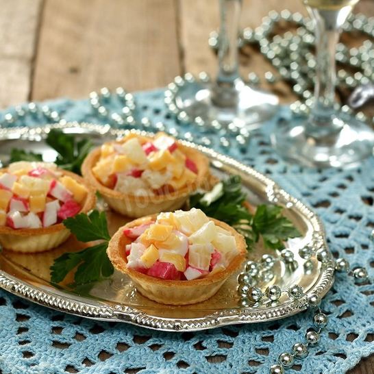 Рецепт тарталеток с крабовыми палочками и сыром