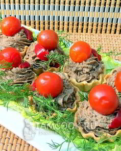 Тарталетки с печеночно-грибной начинкой