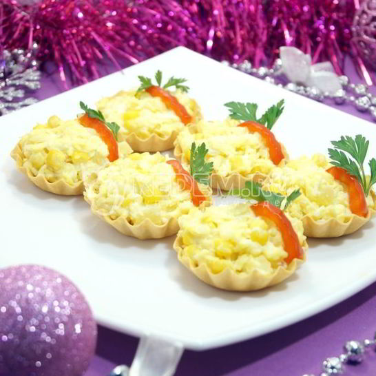 Рецепт тарталеток с пикантным салатом