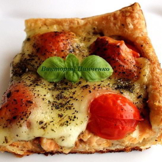 Рецепт тарта с семгой, помидорами черри и моцареллой