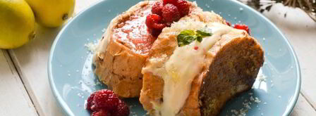 французские тосты с начинкой из сливочного сыра и малины. Шаг 7