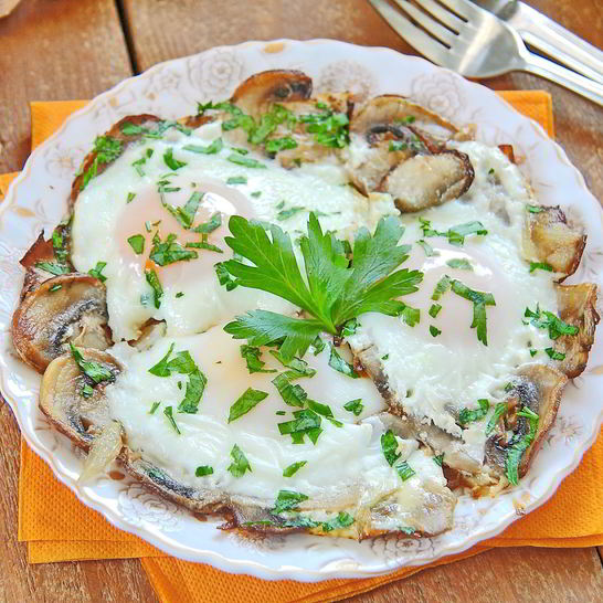 Рецепт яичницы с грибами