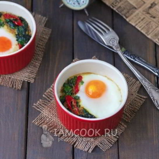 Рецепт яичницы со шпинатом