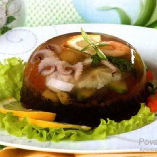 Рецепт заливного с рыбой и морепродуктами