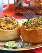 Жульен из шампиньонов в булочке