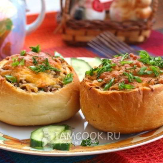 Рецепт жульена из шампиньонов в булочке